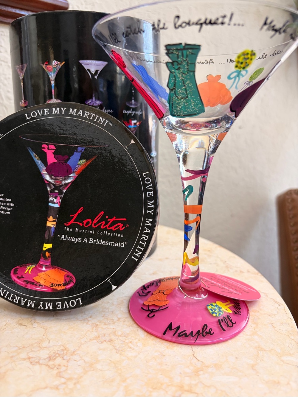 Lolita 'Always A Bridesmaid' Pink Martini Glass - Love My Martini Collection